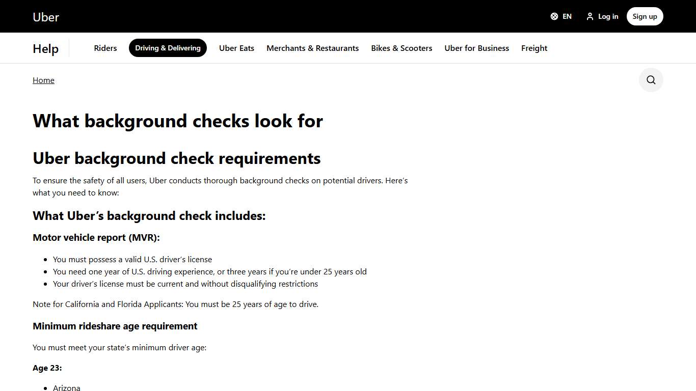 What background checks look for | Driving & Delivering | Uber Help