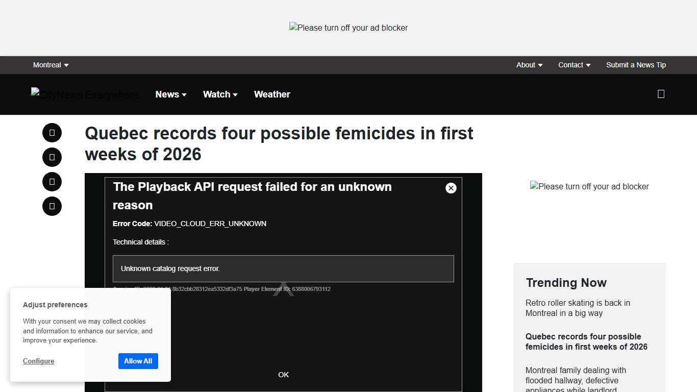 Quebec records four possible femicides in first weeks of 2026