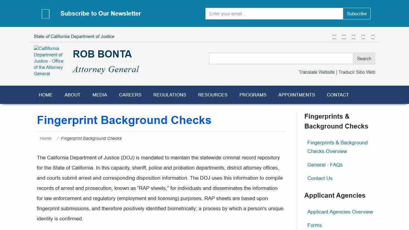Fingerprint Background Checks | State of California - Department of Justice - Office of the Attorney General
